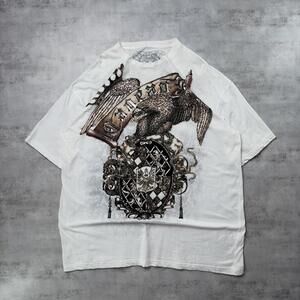 Y2K White Affliction Style Grunge Gothic T-Shirt